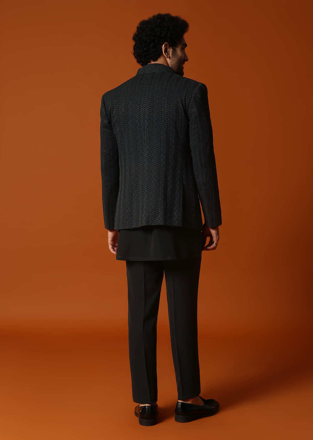 Black Jodhpuri Set In Resham Work For Men