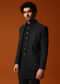 Black Jodhpuri Set In Resham Work For Men