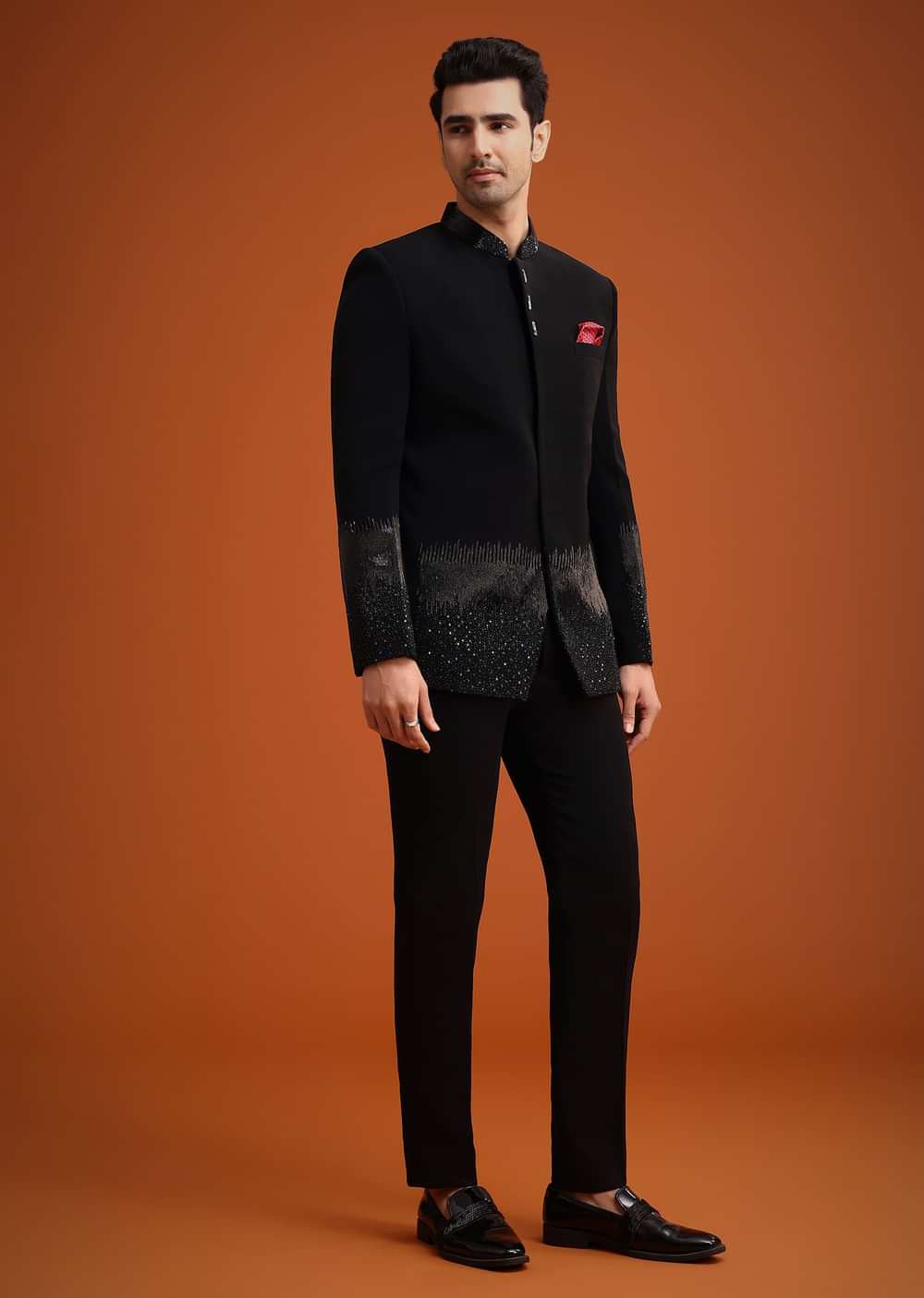 Black Jodhpuri Set With Zardozi Work