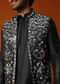 Black Kurta Jacket Set With Mirror Work For Men