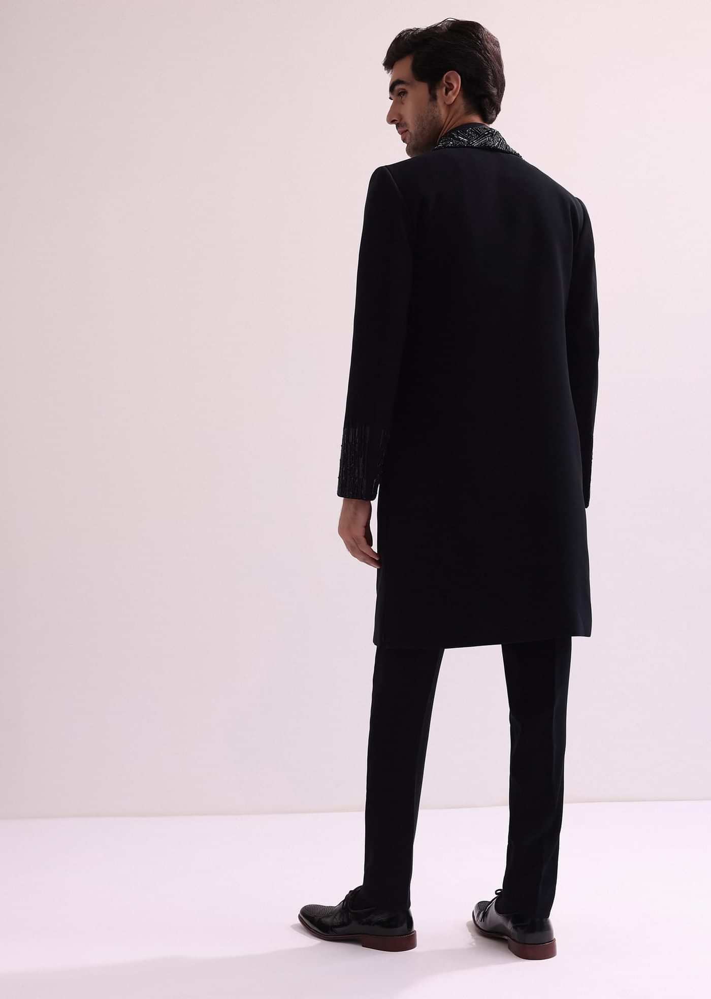 Black Lapel Tuxedo In Suiting With Shirt And Pants