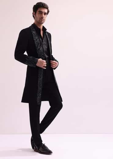 Black Lapel Tuxedo In Suiting With Shirt And Pants