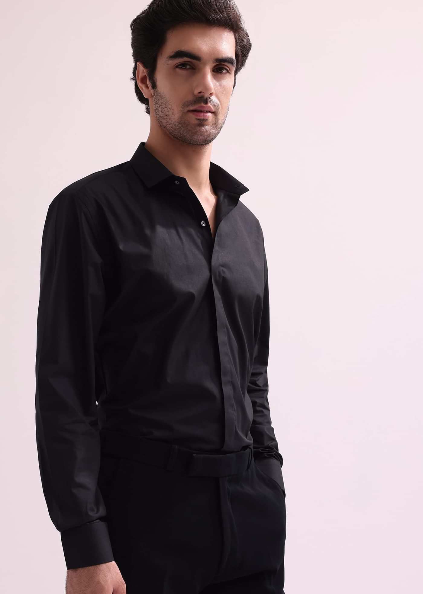 Black Lapel Tuxedo In Suiting With Shirt And Pants