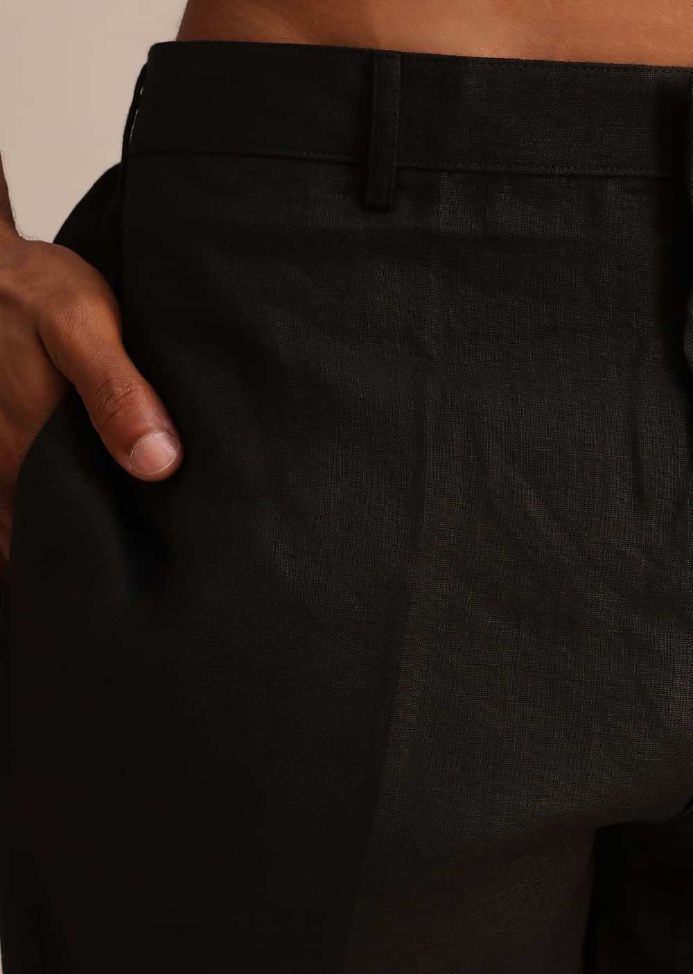 Black Linen Zardosi Embroidered Jacket Kurta Set