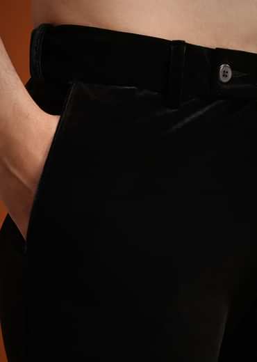 Black Micro Velvet Cutdana Embellished Tuxedo Set