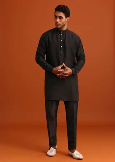 Black Mirror Embellished Jacket And Kurta Set