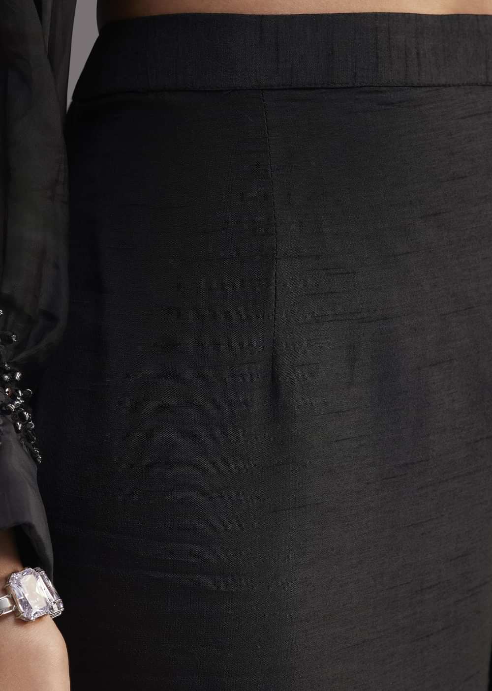 Black Organza Shirt Style Kurta Pant Set