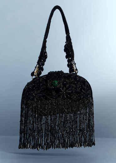 Black Potli With Layered Tassels