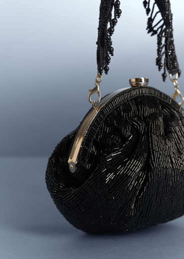 Black Potli With Sequin Work