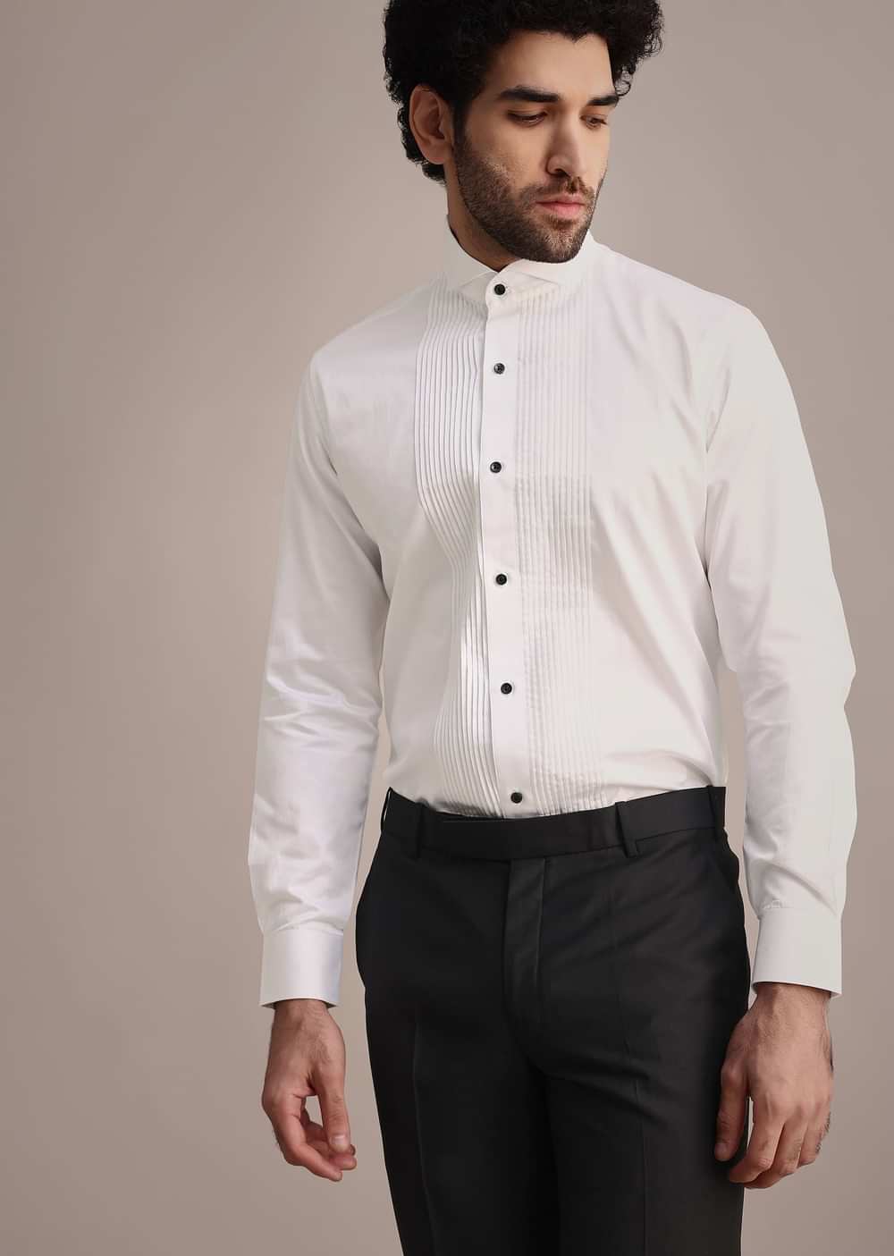 Black Rayon Tuxedo With Beaded Lapel