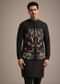 Black Resham Embroidered Jacket And Kurta Set In Silk