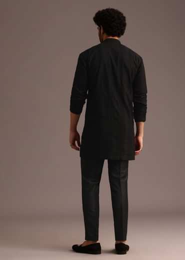 Black Resham Embroidered Kurta Pant Set