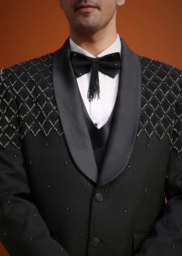 Black Salli Embellished Tuxedo Set