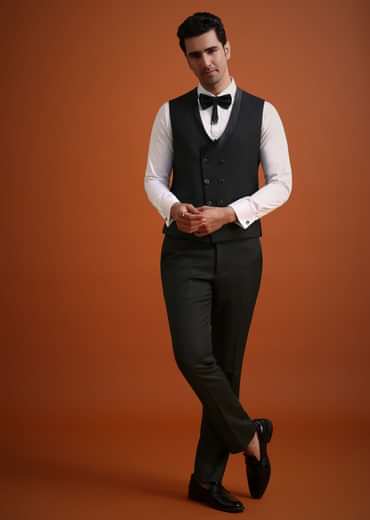 Black Salli Embellished Tuxedo Set