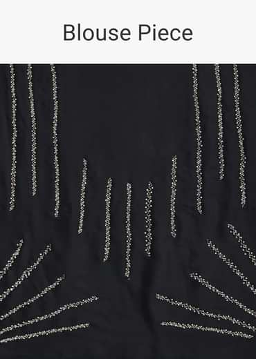 Black Satin Saree With Stone Studded Border