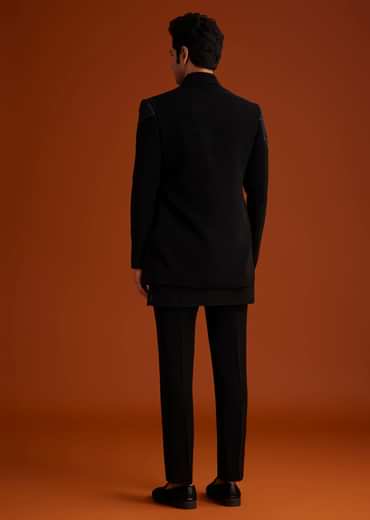 Black Sequin Embroidered Indo Western Set