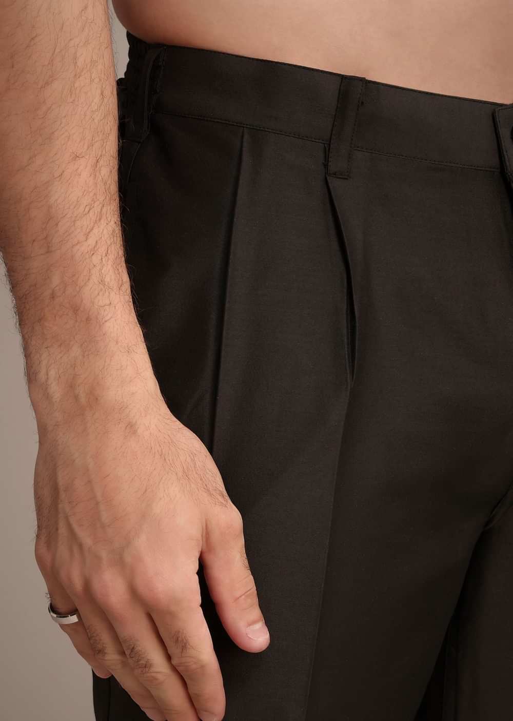 Black Silk Blend Kurta Pant With Dupatta