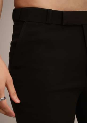 Black Silk Indo Western And Pant Set With Salli Work