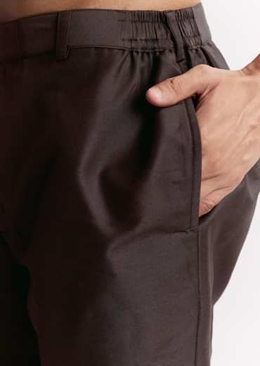 Black Silk Printed Kurta Set