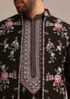 Black Silk Resham Embroidered Kurta Jacket Set