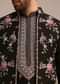 Black Silk Resham Embroidered Kurta Jacket Set