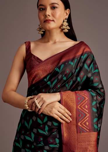 Black Silk Zari Woven Saree