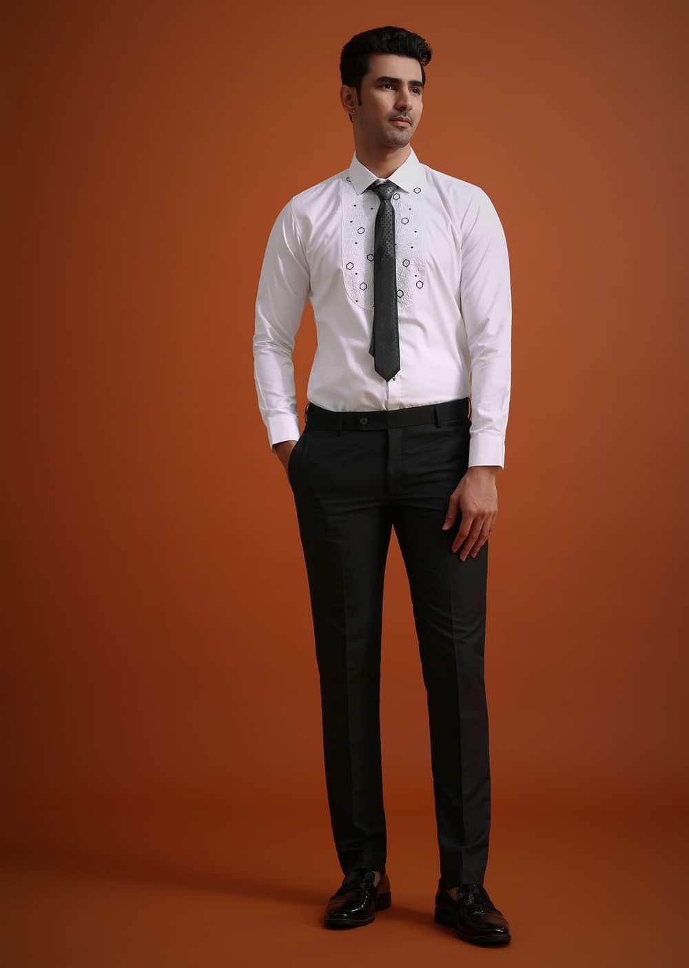 Black Stone Work Terry Rayon Tuxedo And Pant Set