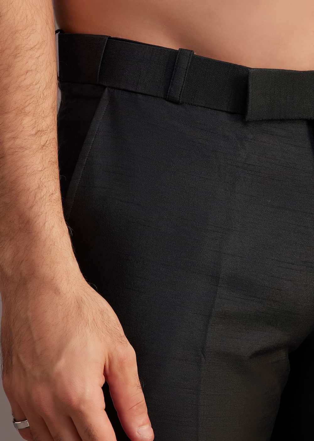 Black Textured Bandhgala With Embellished Full Sleeve Jacket