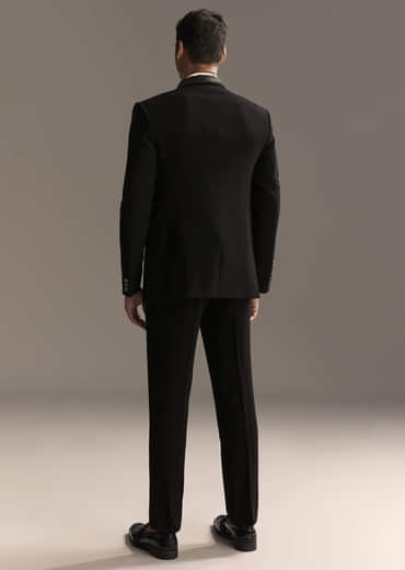Black Tuxedo For Men With Beads And Zardosi Work