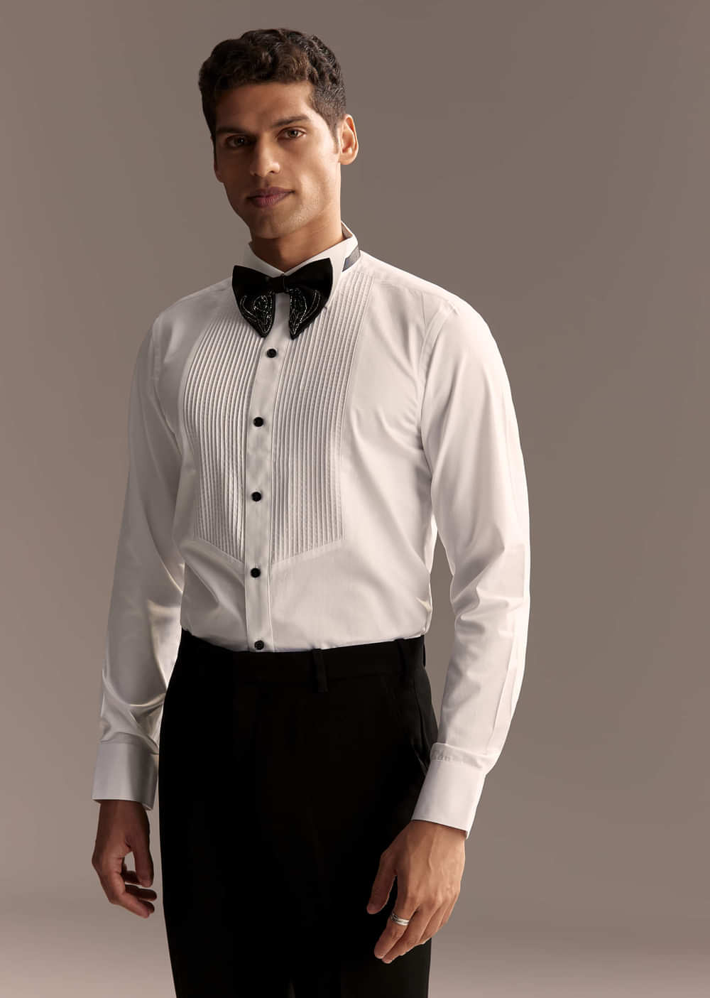 Black Tuxedo For Men With Cut Dana And Beads Embroidery