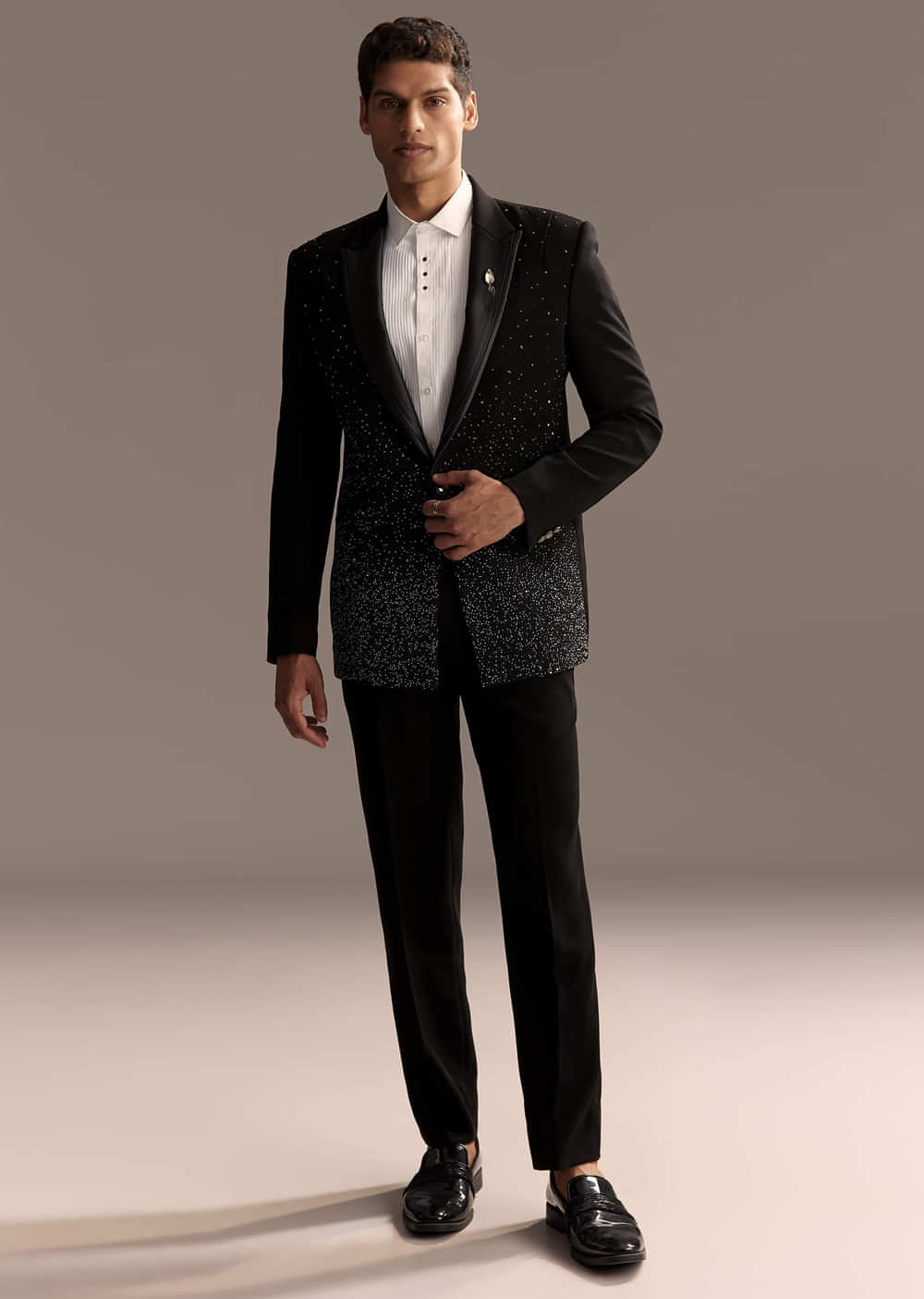 Black Tuxedo For Men With Embellished Embroidery
