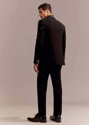 Black Tuxedo For Men With Modern Geometric Beadwork