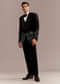 Black Tuxedo For Men With Silver Palm And Tiger Embroidery