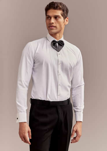 Black Tuxedo For Men With Silver Palm And Tiger Embroidery