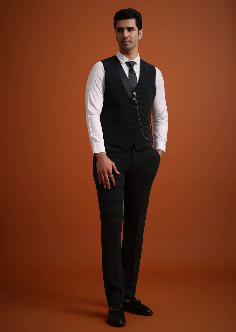 Black Tuxedo Set With Pocket Square