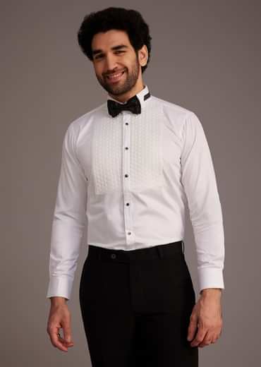 Black Tuxedo With Embellished Jacket And Satin Lapel