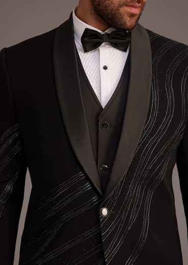 Black Tuxedo With Embellished Swirl Detailing