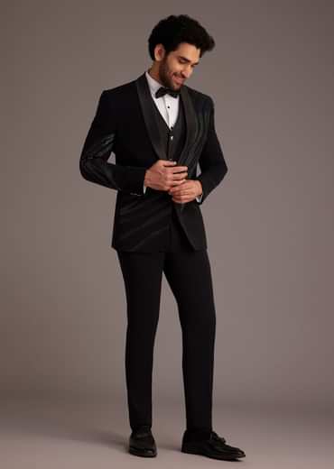 Black Tuxedo With Embellished Swirl Detailing
