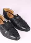 Black Vegan Leather Jutti With Criss Cross Design