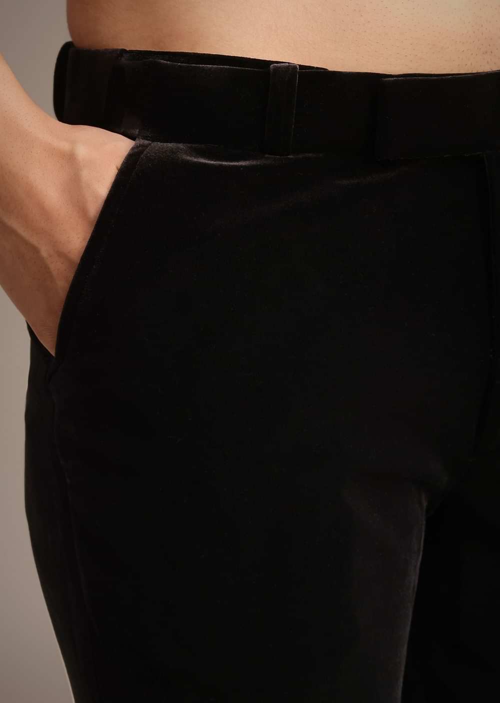 Black Velvet Indowestern Set With Sequin Work