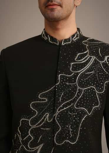 Black Zardozi Embroidered Indowestern Set