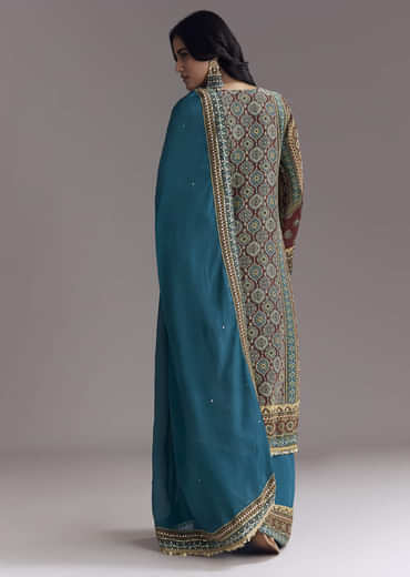 Blue Ajrakh Print Kurta Palazzo Set