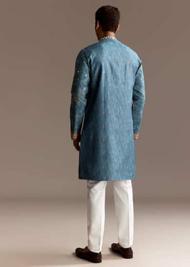 Blue Art Silk Kurta Set