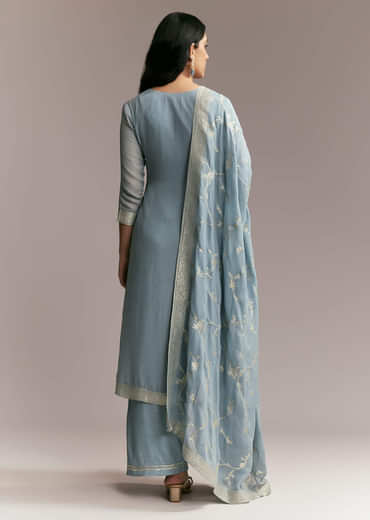 Blue Banarasi Kurta Set