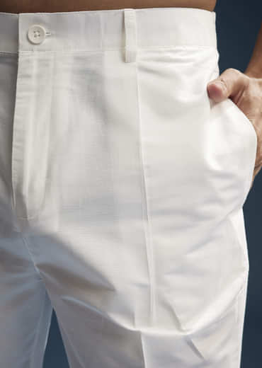 Blue Chanderi Kurta Set For Men With Kashmiri Hand Work