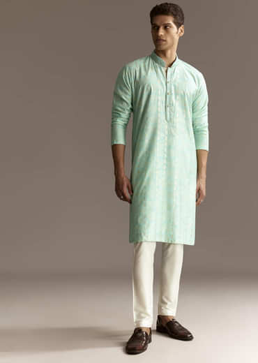 Blue Chanderi Kurta Set