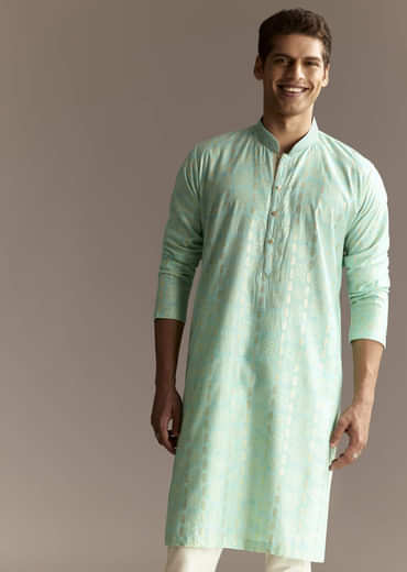 Blue Chanderi Kurta Set