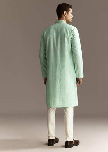 Blue Chanderi Kurta Set