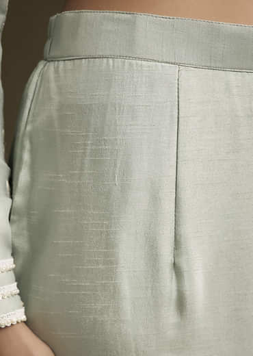 Blue Cotton Kurta Set With Intricate Resham Embroidery