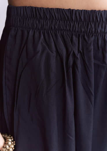 Blue Crepe Kurta Set With Indie Print And Moti Detail